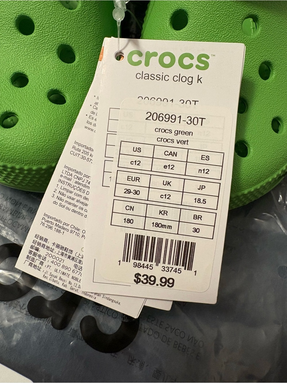Crocs NWT Toddler Child Bright Green Classic Clog Size 12  🐊 - Picture 2 of 5